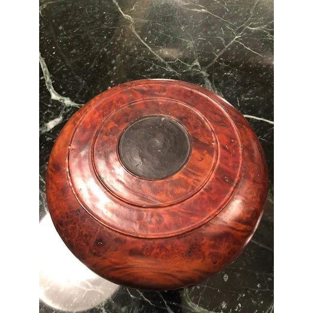 Antique Chinese Burled Wood Round Box For Sale - Image 4 of 4