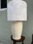 1940s White Art Deco Ceramic Lamp — Custom Peacock Shade For Sale - Image 10 of 10