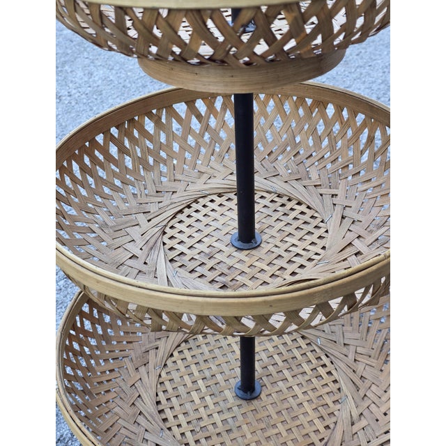 1970s Large Fountain Fruit Bowl with Straw Baskets, Italy, 1970s For Sale - Image 5 of 9