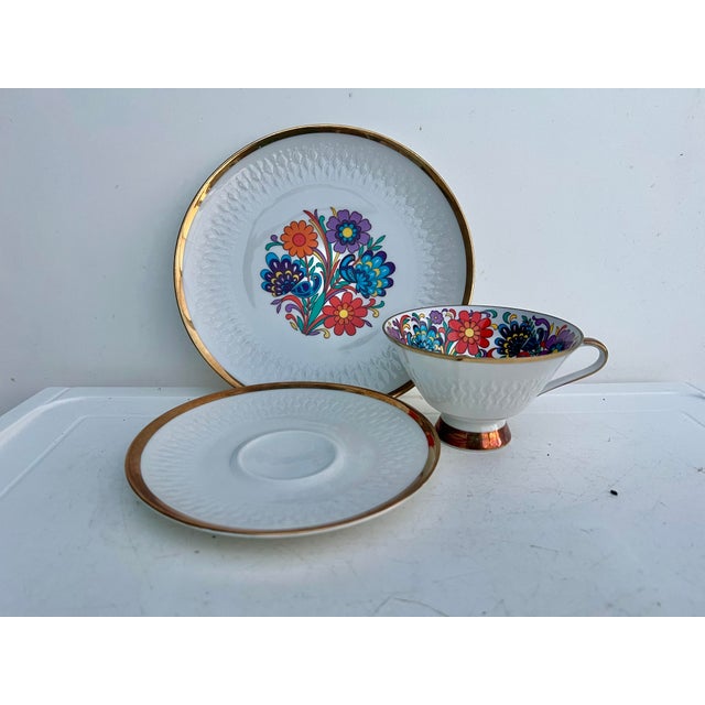 Mid 20th Century Winterling-Bavaria- Porcelain Dessert Plate Set 3 For Sale - Image 9 of 11