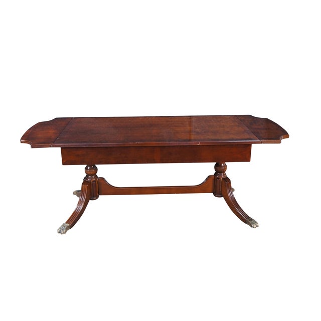 Traditional Late 20th Century Bombay Company Mahogany Drop Leaf Duncan Phyfe style Coffee Table Console For Sale - Image 3 of 10