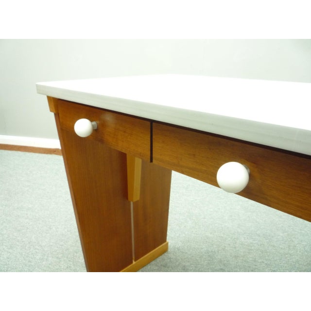 Brown Mid-Century Walnut Office Desk, 1950s For Sale - Image 8 of 18