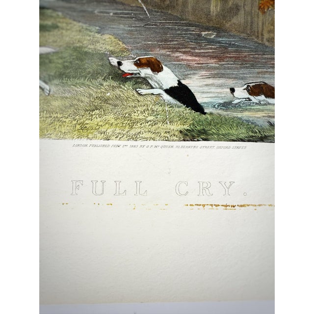 1883 g.p. McQueen English Fox Hunting “Full Cry” Hand Colored c.r. Stock Engraving Artwork For Sale - Image 4 of 12