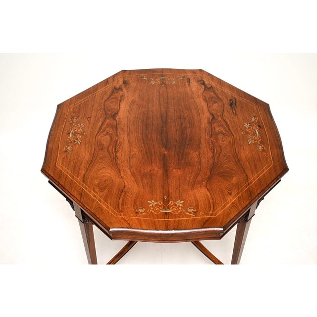 Late 19th Century Antique Edwardian Inlaid Octagonal Centre Table, 1890 For Sale - Image 5 of 9
