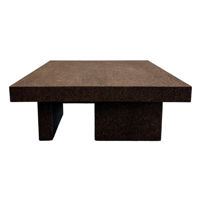 Vintage 1970s Mid-Century Modern Square Chocolate Cork Coffee Table For Sale