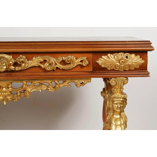 Wood Antique Regency Style Giltwood & Mahogany Figural Console Table For Sale - Image 7 of 7