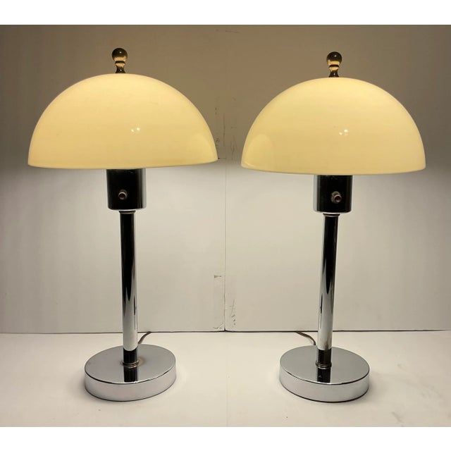Esperia Italian Vintage 1960’s Space Age Chrome Lamps a Pair For Sale - Image 4 of 13