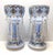 Antique Bohemian Czech Victorian Blue Opaline Glass Enamel Floral Lusters Pair For Sale - Image 9 of 12
