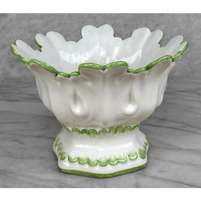 Italian Vintage Italian Porcelain Flared Lotus Centerpiece Planter Bowl For Sale - Image 3 of 8