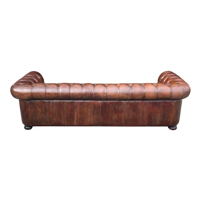1970s Classic Chesterfield Leather Sofa – Tufted Back, Rolled Arms For Sale - Image 15 of 15