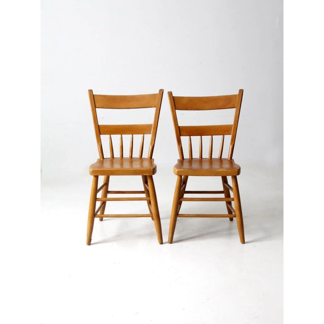 Antique Plank Seat Chairs Pair For Sale - Image 10 of 10
