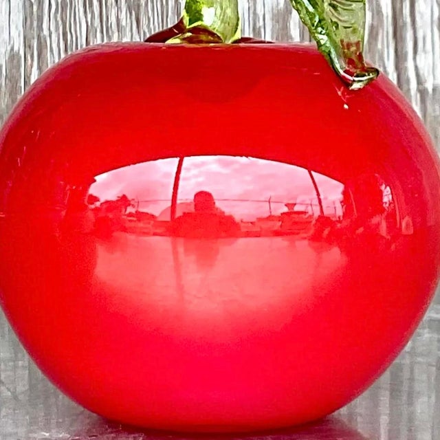 Glass Vintage Postmodern Art Glass Apple For Sale - Image 7 of 12