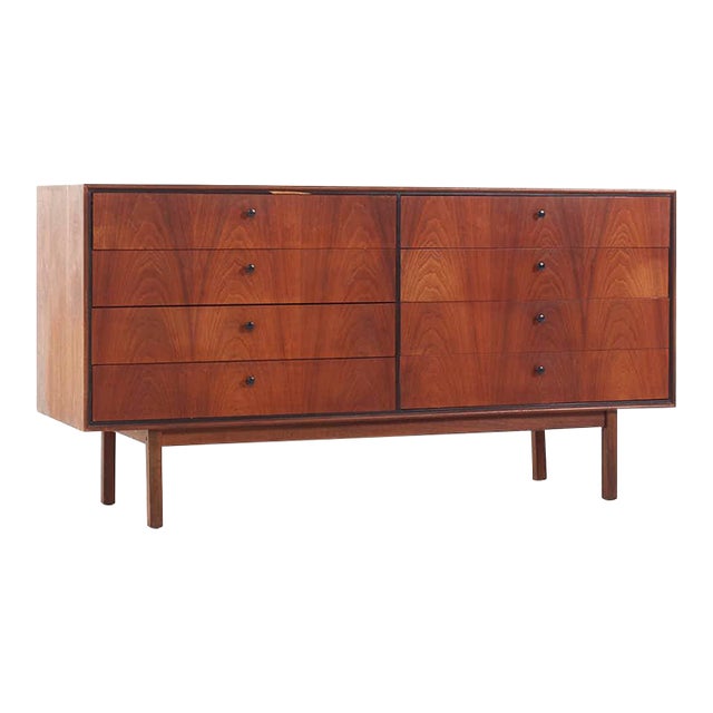 Jack Cartwright for Founders Mid Century Walnut Lowboy Dresser For Sale
