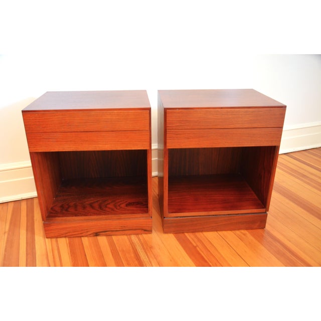 Danish Modern Two Drawer Nightstands by Arne Wahl Iversen for Vinde Møbelfabrik - Pair For Sale - Image 11 of 14