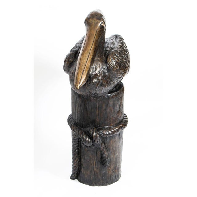 Bronze Pelicans on Mooring Posts, Late 20th Century, Set of 2 For Sale - Image 11 of 17