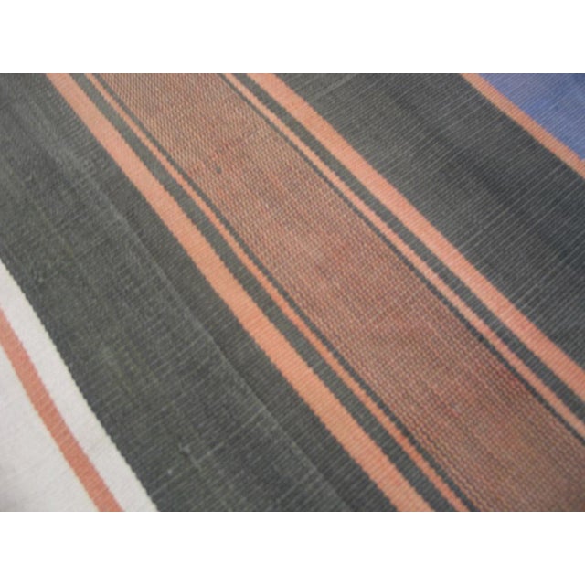 Indian 1930s Purple Stripe Antique Indian Dhurrie Rug 11'5 X 15'8" Flat Weave Cotton Carpet For Sale - Image 3 of 4