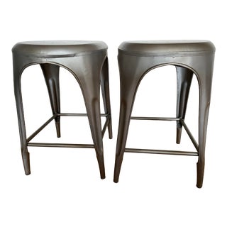 Restoration Hardware Metal Bar Stools - a Pair For Sale