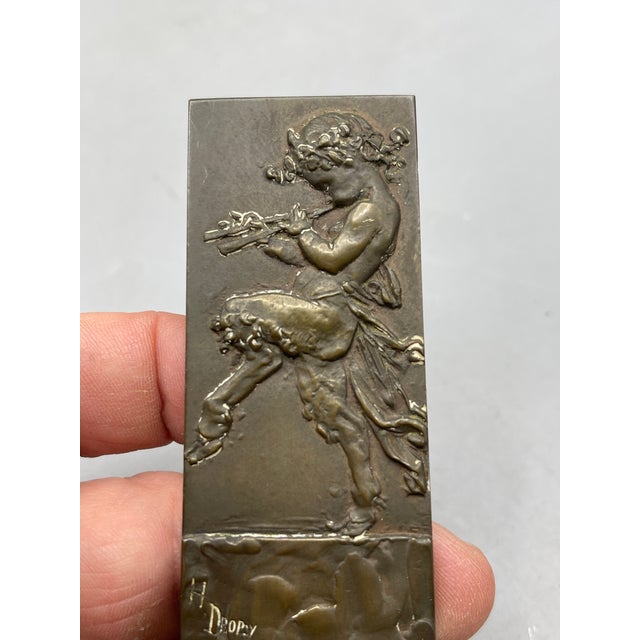Bronze Plaque on Stone Stand Pan Playing Pipes Henri Dropsy, France ...
