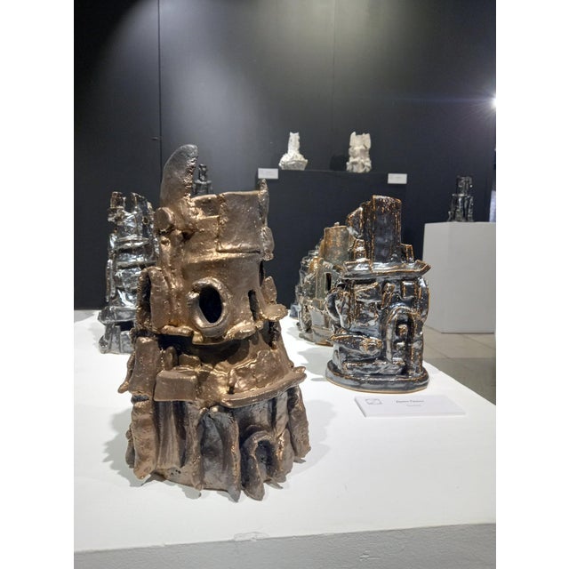 2020s 14" Architectural Brutalist Ceramic Sculpture Vase 'Babel' by Diane Grant For Sale - Image 5 of 9