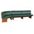 Modular wall bench, combination of straight and curved modules in green leather and wooden structure Circular wall bench...