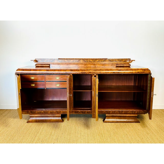 Mid-Century Modern French Art Deco Burr Walnut Sideboard by Jules Leleu, 1930 For Sale - Image 3 of 18