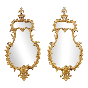 Pair of Mid 20th Century Rococo Style Gilt Mirrors, Italy