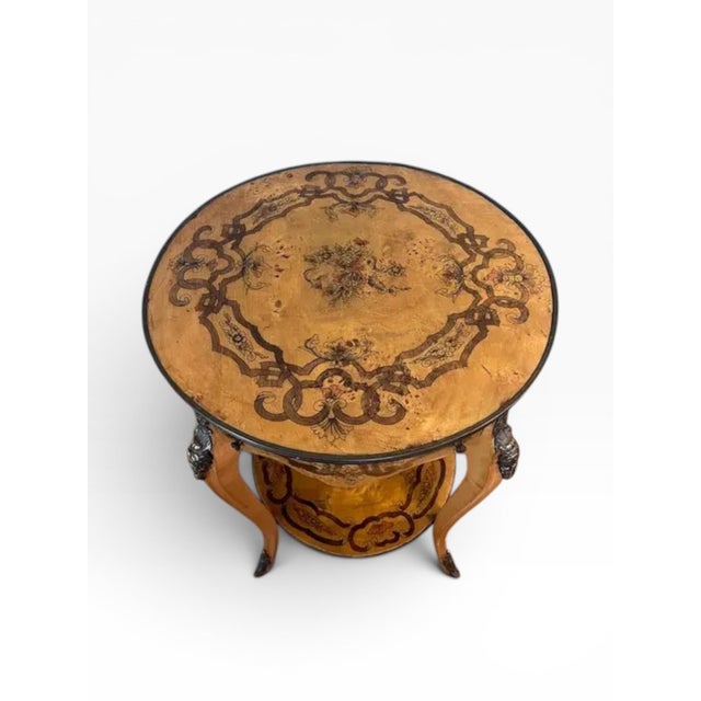 Vintage Italian Marquetry Two-Tier Side Table With Drawer & Bronze Mounts For Sale - Image 4 of 14
