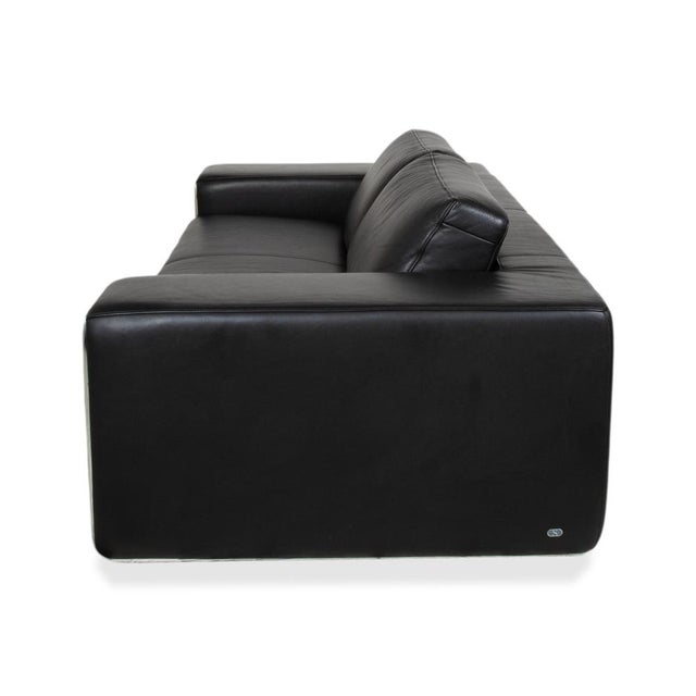 DS-180 Leather Three-Seater Black Sofa from de Sede For Sale - Image 11 of 12