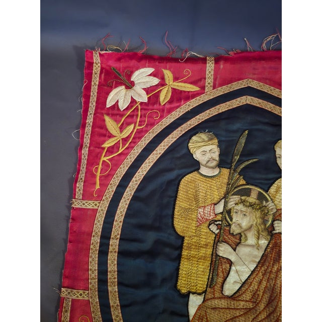 Embroidered Silk Panel of the Flagellation of Christ For Sale - Image 16 of 18