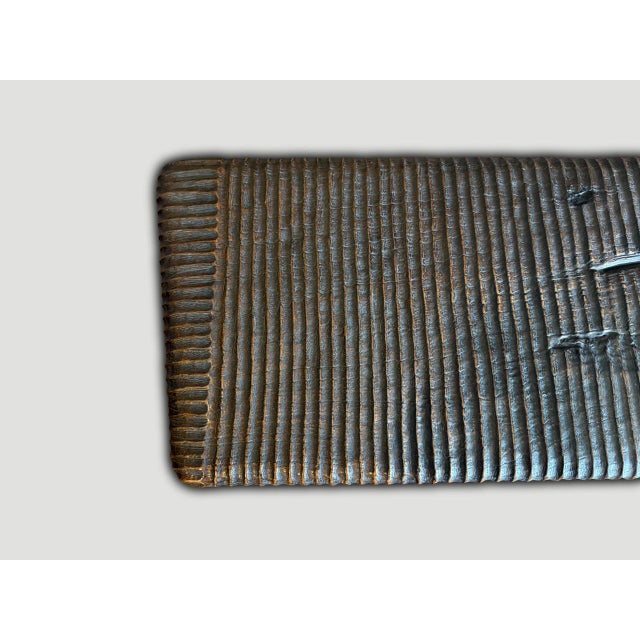 Contemporary Andrianna Shamaris Impressive Minimalist Hand Carved Teak Wood Bench For Sale - Image 3 of 18