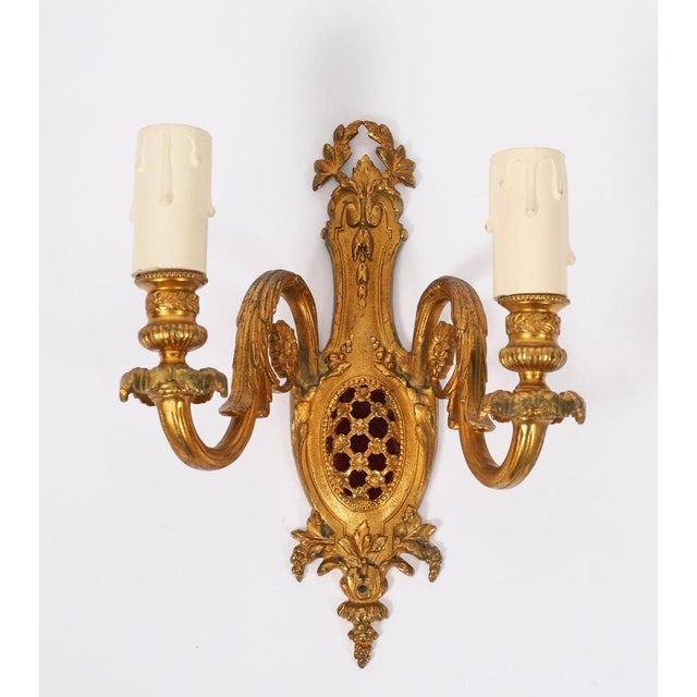Antique French Gilt Bronze Ormolu Wall Lights, 1800s, Set of 2 For Sale - Image 6 of 10