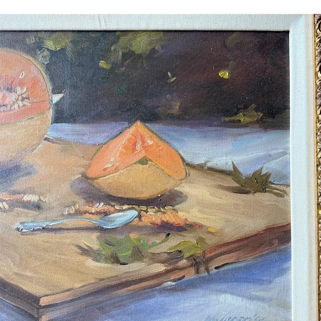 Michael Logan (1939-2016) California Impressionist Cantaloupe Still Life Oil Painting, Framed For Sale In Los Angeles - Image 6 of 11