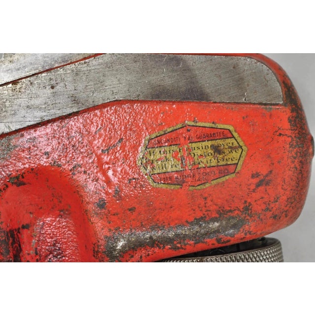 Red Vintage Ridgid 48 Heavy Duty Straight Plumbers Pipe Wrench 48" Red Cast Iron For Sale - Image 8 of 10
