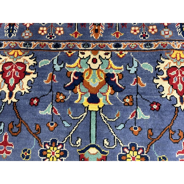 Blue Floral Sultani Wool Area Rug With Natural Dyes, 4'9" X 6'10" For Sale - Image 9 of 13