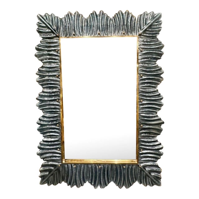 Modern Blue Murano Glass Mirror For Sale