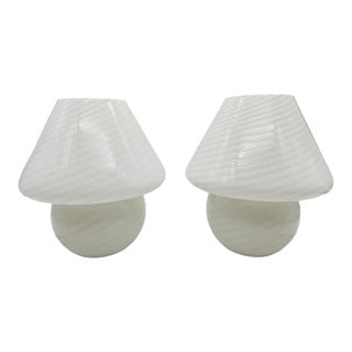 Vintage Vetri Italian Murano Mushroom Glass Lamps- a Pair For Sale