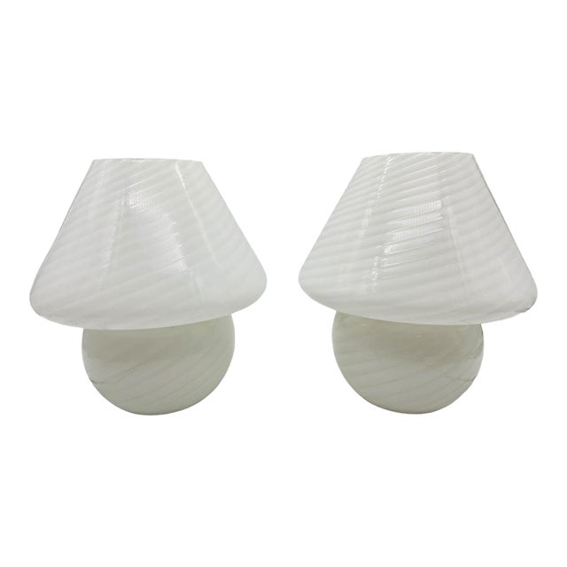 Vintage Vetri Italian Murano Mushroom Glass Lamps- a Pair For Sale
