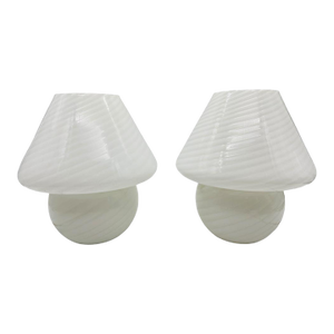 Vintage Vetri Italian Murano Mushroom Glass Lamps- a Pair