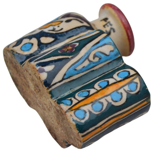 Blue Mid 20th Century Moorish Colorful Ceramic Inkwell With Catchall For Sale - Image 8 of 9