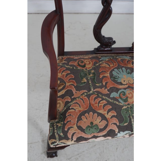 Wood Vintage Dolphin Carved Back Clawfoot Mahogany Settee For Sale - Image 7 of 18
