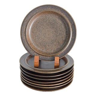 1970s Arabia Finland "Ruska" Stoneware Dinner Plates by Ulla Procope, Set of 8 For Sale