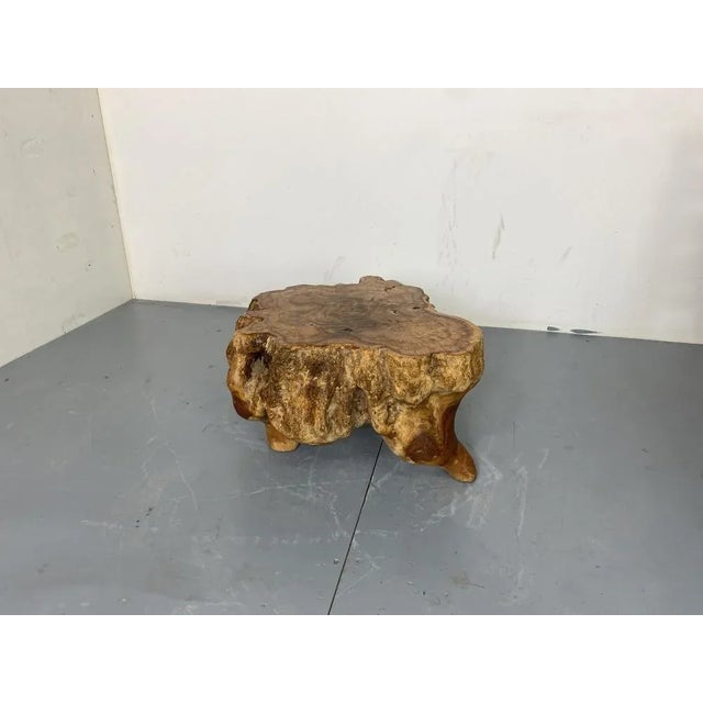 Wabi Sabi massive burl of wood tree trunk side table, 1960s Side table with beautiful patine.