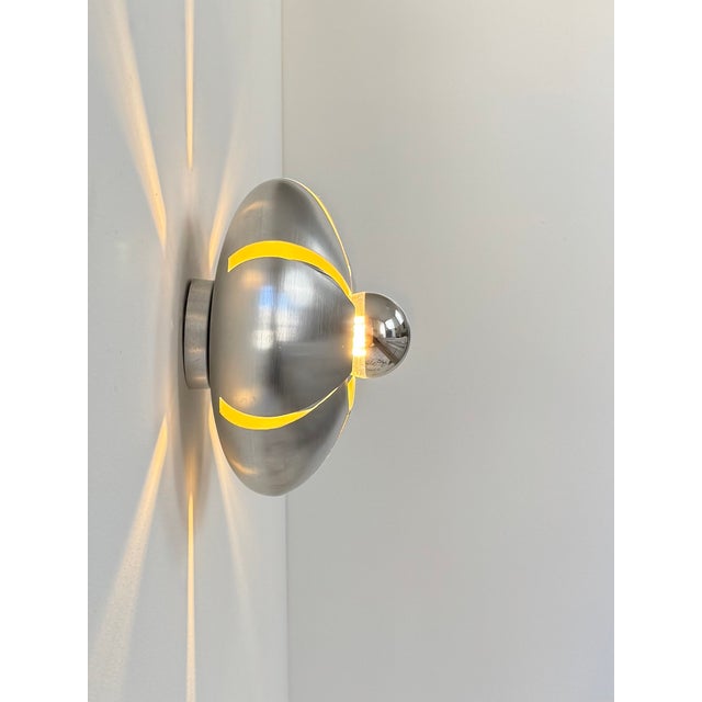 Vintage Wall Lights in Brushed Aluminum, France, 1970, Set of 2 For Sale - Image 12 of 15
