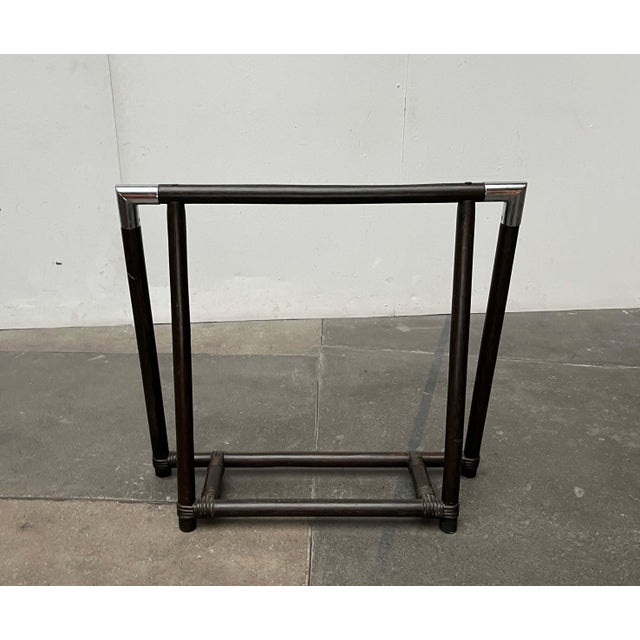 Hollywood Regency Faux Bamboo and Chrome Table Trestles, 1980s, Set of 2 For Sale - Image 17 of 18