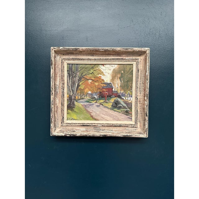 Karl Gustaf Strandberg, Road to Red Huts, 1950s, Oil Painting on Canvas, Framed For Sale - Image 12 of 12