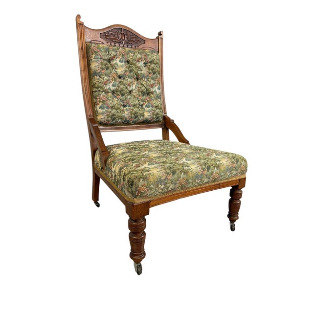 Wood Antique Victorian Eastlake-Style Parlor Chair, 1900 For Sale - Image 7 of 7