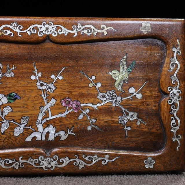 Wood Pair of Huali Rosewood Nesting Boxes Inlaid With Mother-of-Pearl For Sale - Image 7 of 9