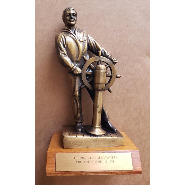 1960s Vintage Nautical Sailor Bronze Sculpture Signed For Sale - Image 5 of 9