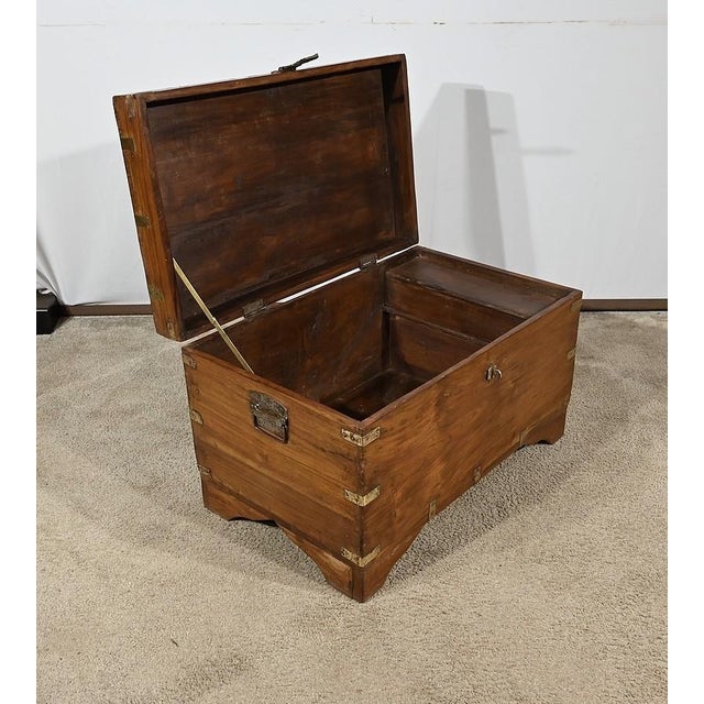 Large End of 19th Century Teak Naval Trunk For Sale - Image 16 of 18