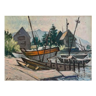 Ernest Voegeli, Backlight at Clarins Port, Oil on Canvas For Sale